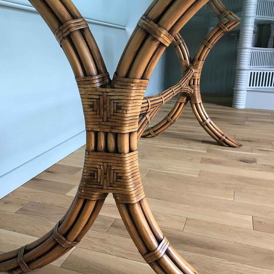 Image 1 of Mid Century Tisch aus Bambus und Glas von McGuire, 1970