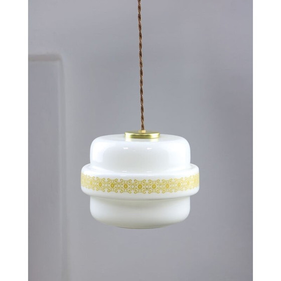 Image 1 of Mid Century Pendelleuchte aus Glas und Messing