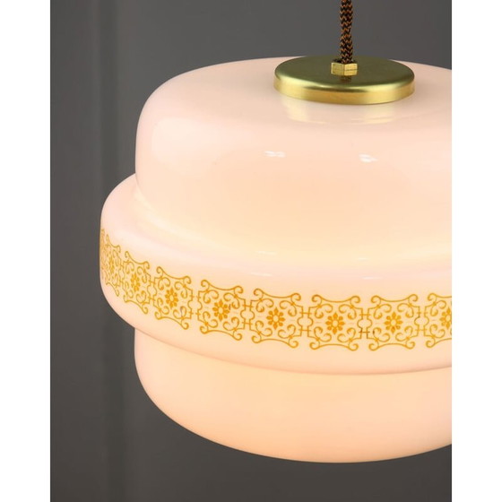 Image 1 of Mid Century Pendelleuchte aus Glas und Messing