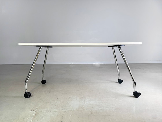 Image 1 of 8X Vitra Schreibtisch Ad Hoc Antonio Citterio Auf Rollen Soft Light