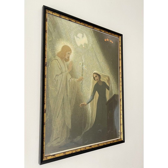 Image 1 of Gerahmter Vintage-Druck der Verkündigung aus den 1930er Jahren