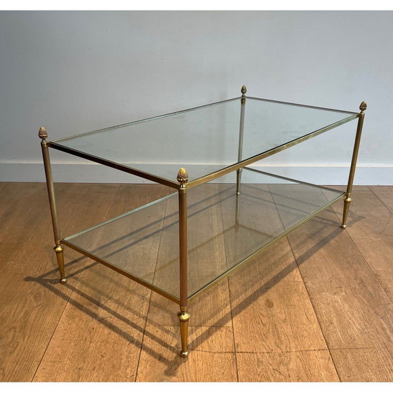 Image 1 of Vintage Couchtisch aus Bronze und Messing für La Maison Baguès, Frankreich 1940