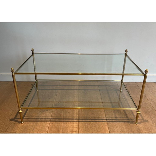 Vintage Couchtisch aus Bronze und Messing für La Maison Baguès, Frankreich 1940