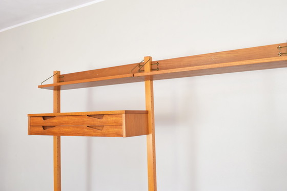 Image 1 of Mid-Century Teak-Wandschrank von Kjell Riise für Rival Brodrene Jatogs, 1960er Jahre, Satz von 3