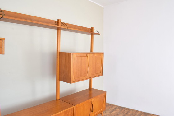 Image 1 of Mid-Century Teak-Wandschrank von Kjell Riise für Rival Brodrene Jatogs, 1960er Jahre, Satz von 3