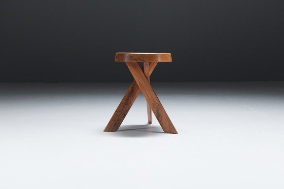 Image 1 of Vintage Set von S13 A Ulme Hocker von Pierre Chapo - Frankreich