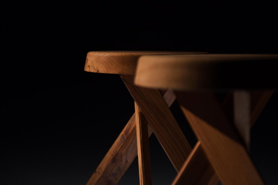 Image 1 of Vintage Set von S13 A Ulme Hocker von Pierre Chapo - Frankreich