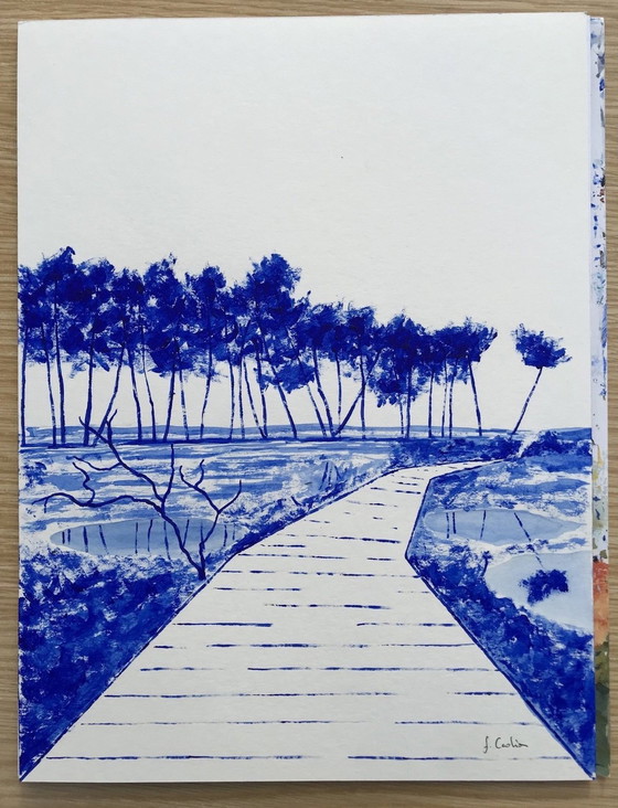 Image 1 of Mousterlin. Acryl Auf Papier Von Frédéric Cadiou.