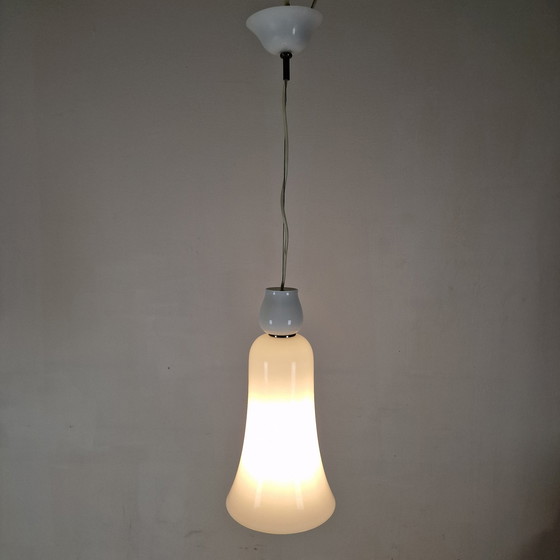 Image 1 of Anni Trenta Luce Kronleuchter von Venini in weißem Muranoglas