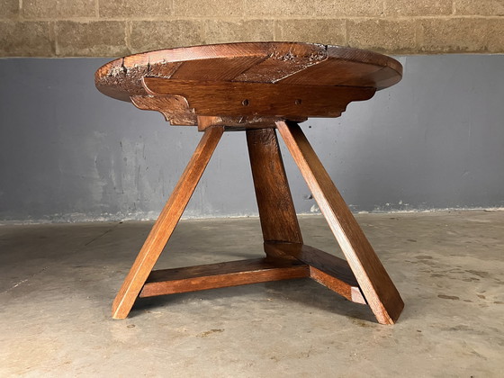 Image 1 of Brutalistischer Wabi Sabi Couchtisch Eiche Rustikal