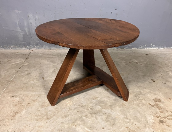 Image 1 of Brutalistischer Wabi Sabi Couchtisch Eiche Rustikal