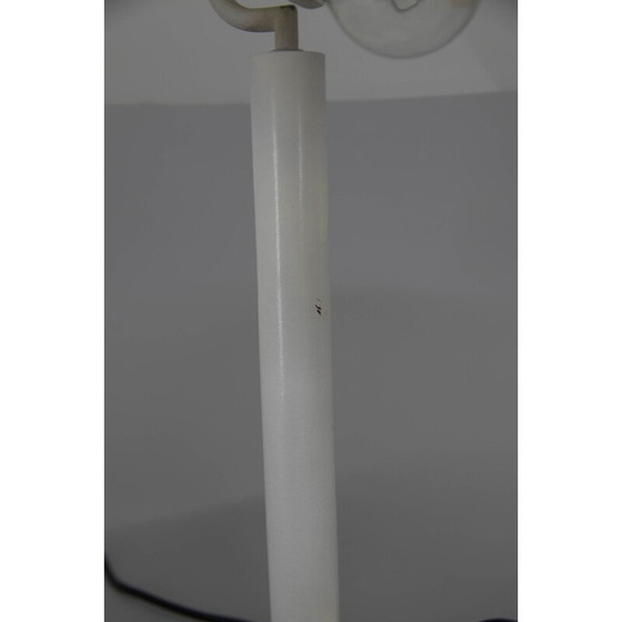 Image 1 of Vintage Tischlampe aus weißem Metall und Opalglas, 1950