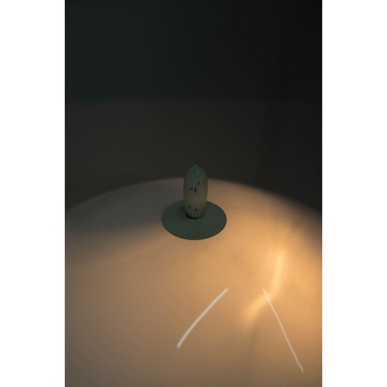 Image 1 of Vintage Tischlampe aus weißem Metall und Opalglas, 1950