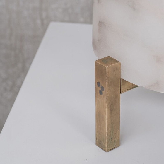 Image 1 of Paar alte Tischlampen aus Messing und Alabaster, Frankreich 1980