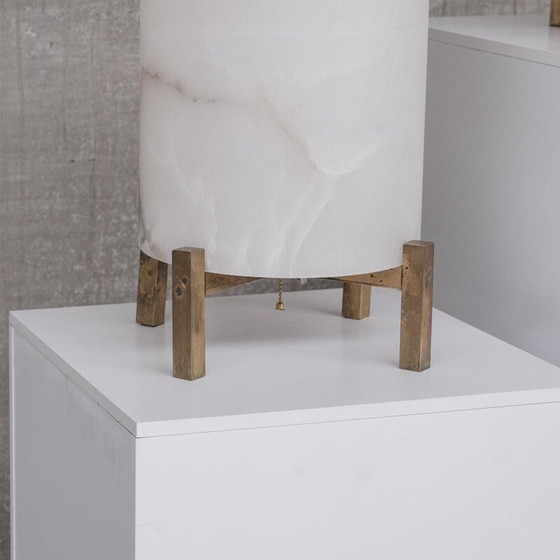 Image 1 of Paar alte Tischlampen aus Messing und Alabaster, Frankreich 1980