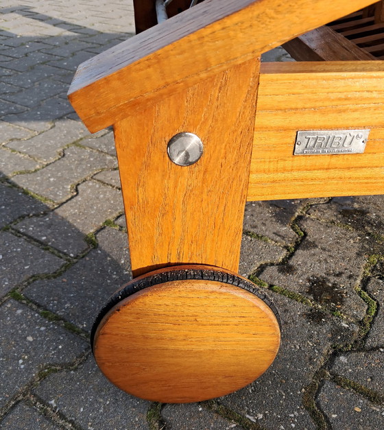 Image 1 of Tribu Teak Lounger mit Rädern und stufenlos verstellbarer Rückenlehne