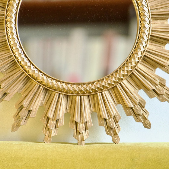 Image 1 of Spiegel Goldene Sonne Italienische 1970er Jahre