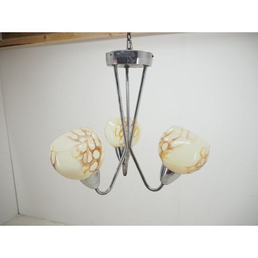 Vintage Art Deco Chrom-Kronleuchter, Tschechoslowakei 1930