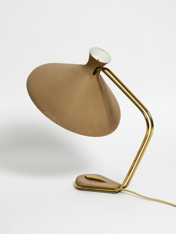 Image 1 of Außergewöhnliche große deutsche Mid Century Modern Tischlampe aus Messing und Metall