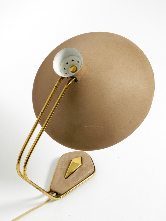 Image 1 of Außergewöhnliche große deutsche Mid Century Modern Tischlampe aus Messing und Metall