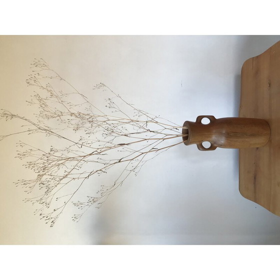 Image 1 of Vintage Blumenvase mit Olivenholzgriffen