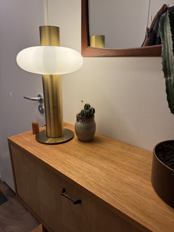 Image 1 of Vintage Messing und Glas Tischlampe