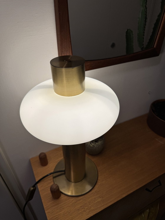Image 1 of Vintage Messing und Glas Tischlampe