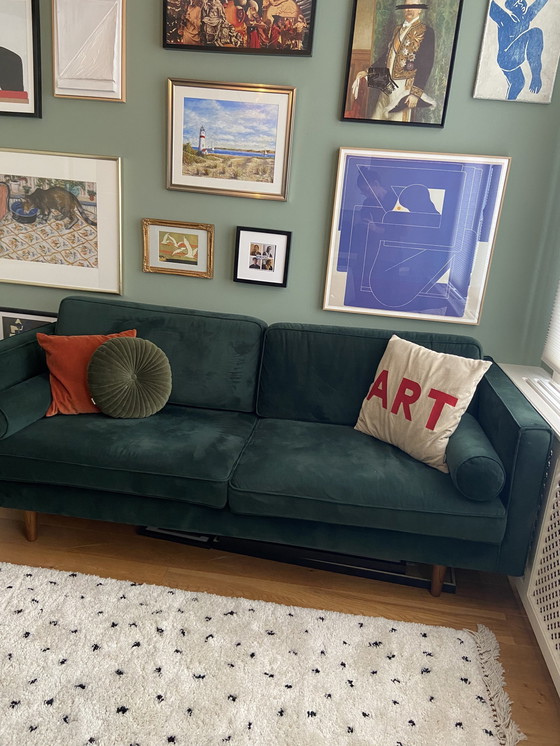 Image 1 of Sofa Company Samt Dunkelgrün Drei-Personen-Sofa