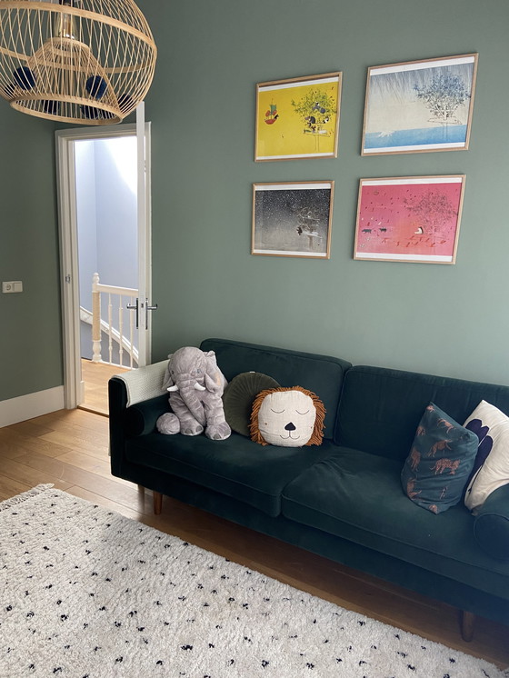 Image 1 of Sofa Company Samt Dunkelgrün Drei-Personen-Sofa