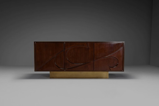 Skulpturales geschwungenes Sideboard aus Holz