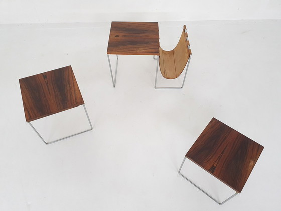 Image 1 of Mid-Century Mimiset aus Palisander und Leder von Brabantia, Niederlande 1950