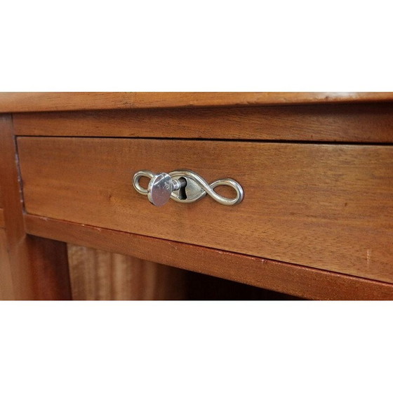 Image 1 of Vintage Art Deco Schreibtisch aus massivem Mahagoni und Leder, 1940