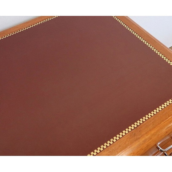 Image 1 of Vintage Art Deco Schreibtisch aus massivem Mahagoni und Leder, 1940