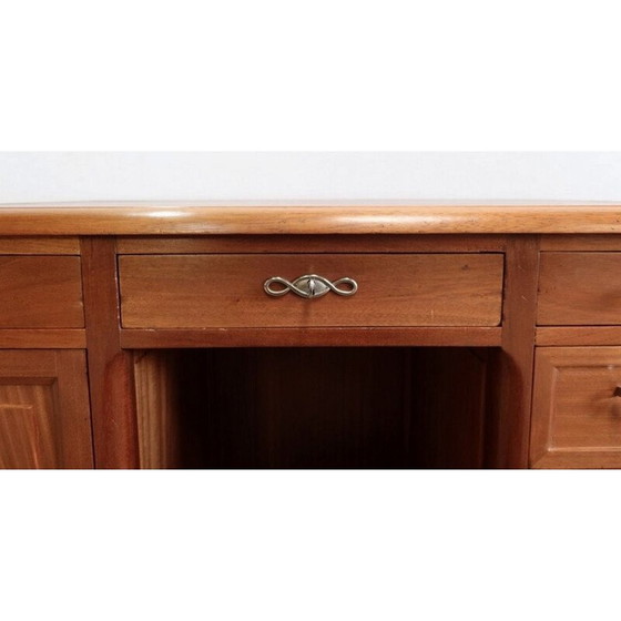 Image 1 of Vintage Art Deco Schreibtisch aus massivem Mahagoni und Leder, 1940