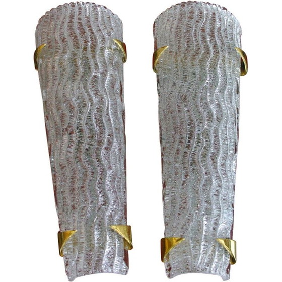 Image 1 of Paar Vintage-Wandleuchten aus Muranoglas