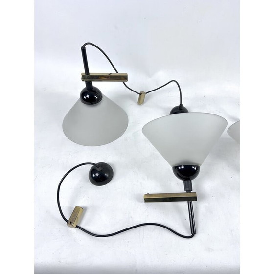 Image 1 of Satz von 4 Wandlampen aus Messing und Muranoglas von Quattrifolio, Italien 1970