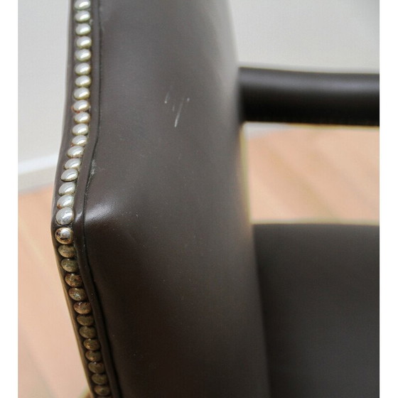 Image 1 of Paar Vintage-Sessel aus dunklem Holz und dunkelbraunem Leder