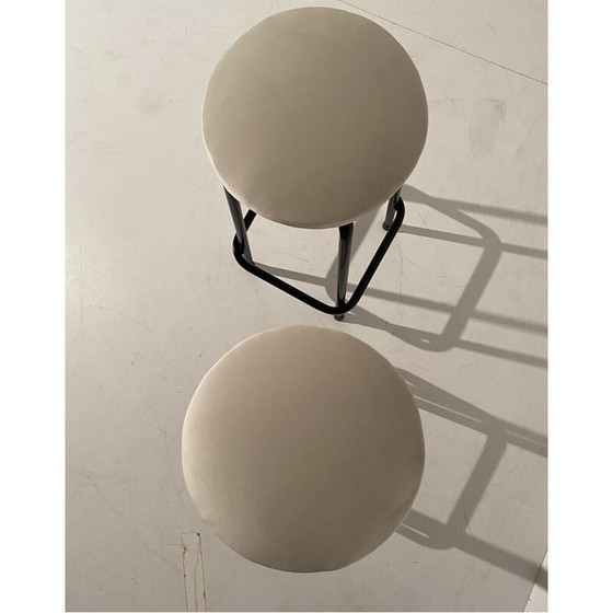 Image 1 of Paar Vintage-Samthocker, Italien 1960er Jahre