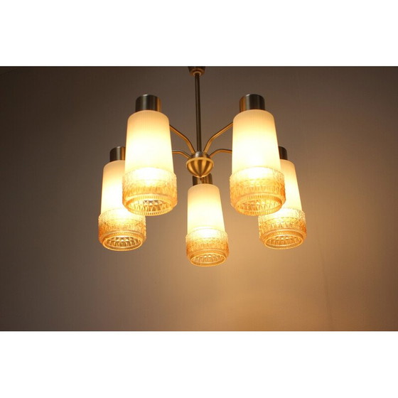 Image 1 of Vintage-Kronleuchter aus Metall und Glas für Aka Elektrik, Deutschland 1970