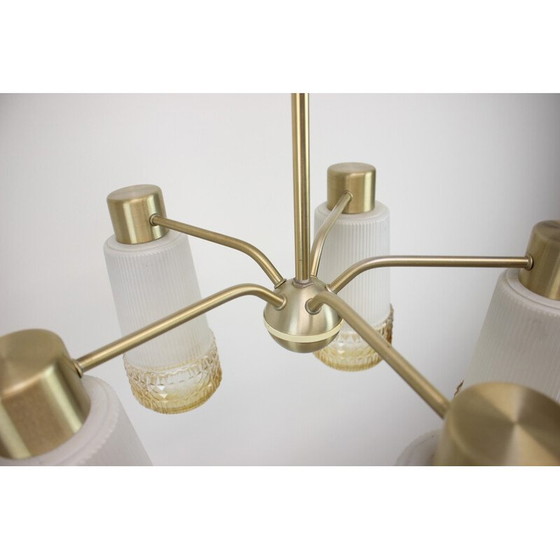 Image 1 of Vintage-Kronleuchter aus Metall und Glas für Aka Elektrik, Deutschland 1970