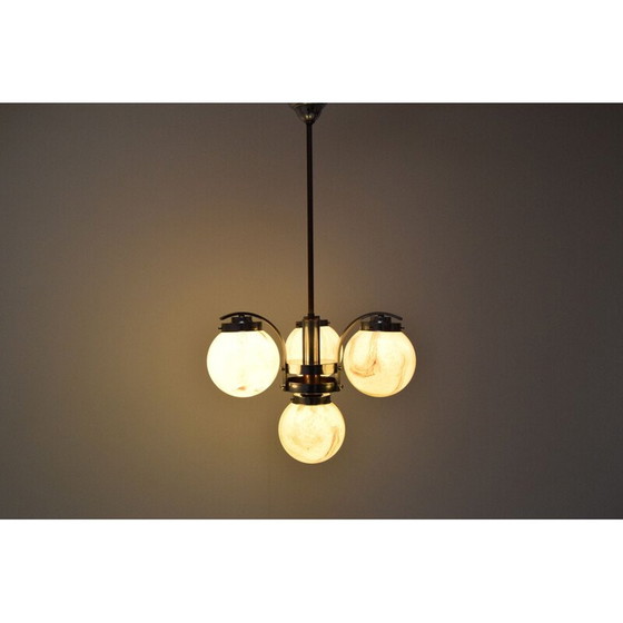 Image 1 of Vintage Art Deco Kronleuchter in Chrom und Metall, Tschechoslowakei 1930