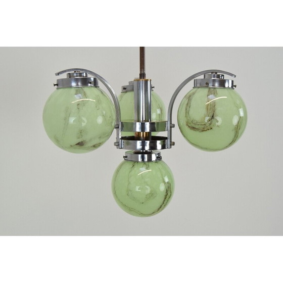 Image 1 of Vintage Art Deco Kronleuchter in Chrom und Metall, Tschechoslowakei 1930