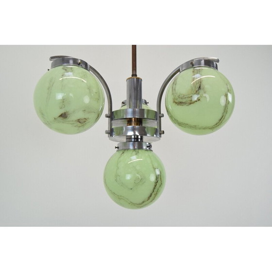 Image 1 of Vintage Art Deco Kronleuchter in Chrom und Metall, Tschechoslowakei 1930