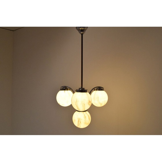 Image 1 of Vintage Art Deco Kronleuchter in Chrom und Metall, Tschechoslowakei 1930