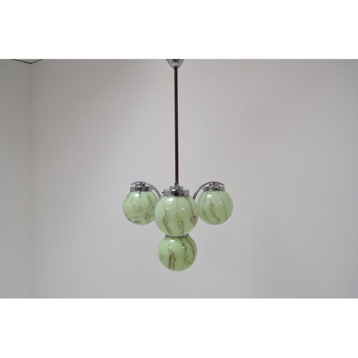 Vintage Art Deco Kronleuchter in Chrom und Metall, Tschechoslowakei 1930