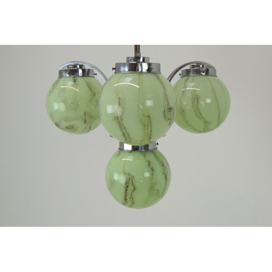 Image 1 of Vintage Art Deco Kronleuchter in Chrom und Metall, Tschechoslowakei 1930