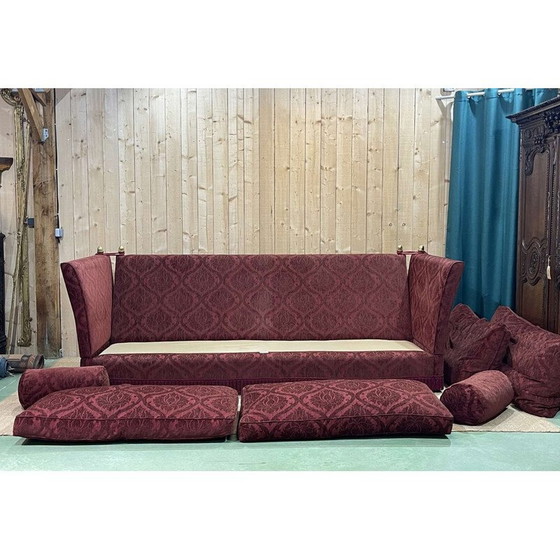 Image 1 of 5-Sitzer-Sofa aus rotem Samt, 1990