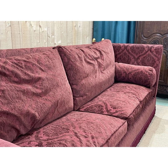 Image 1 of 5-Sitzer-Sofa aus rotem Samt, 1990