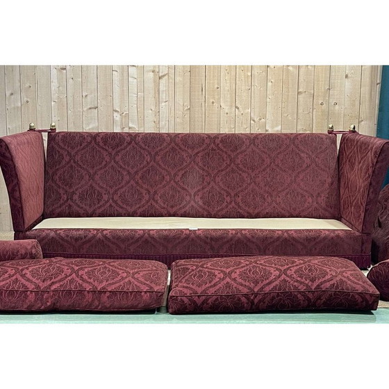 Image 1 of 5-Sitzer-Sofa aus rotem Samt, 1990