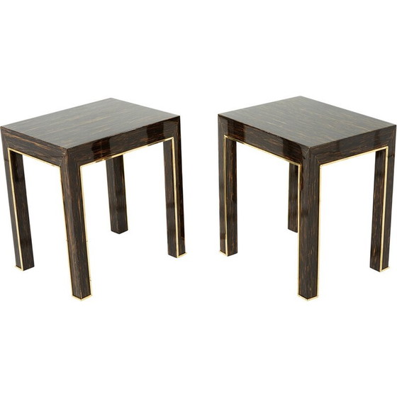 Image 1 of Ein Paar Beistelltische aus Palmenholz und Messing von Romeo Paris, 1970